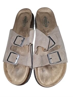 💰Woodstock Two Buckle Suede Slide Sandals in Taupe